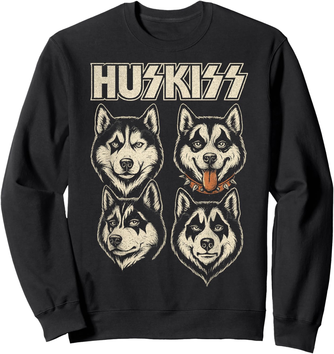 Huskiss Funny Husky Dog Rock Music Lover Men Women Sweatshirt - Sweatshirt | Black