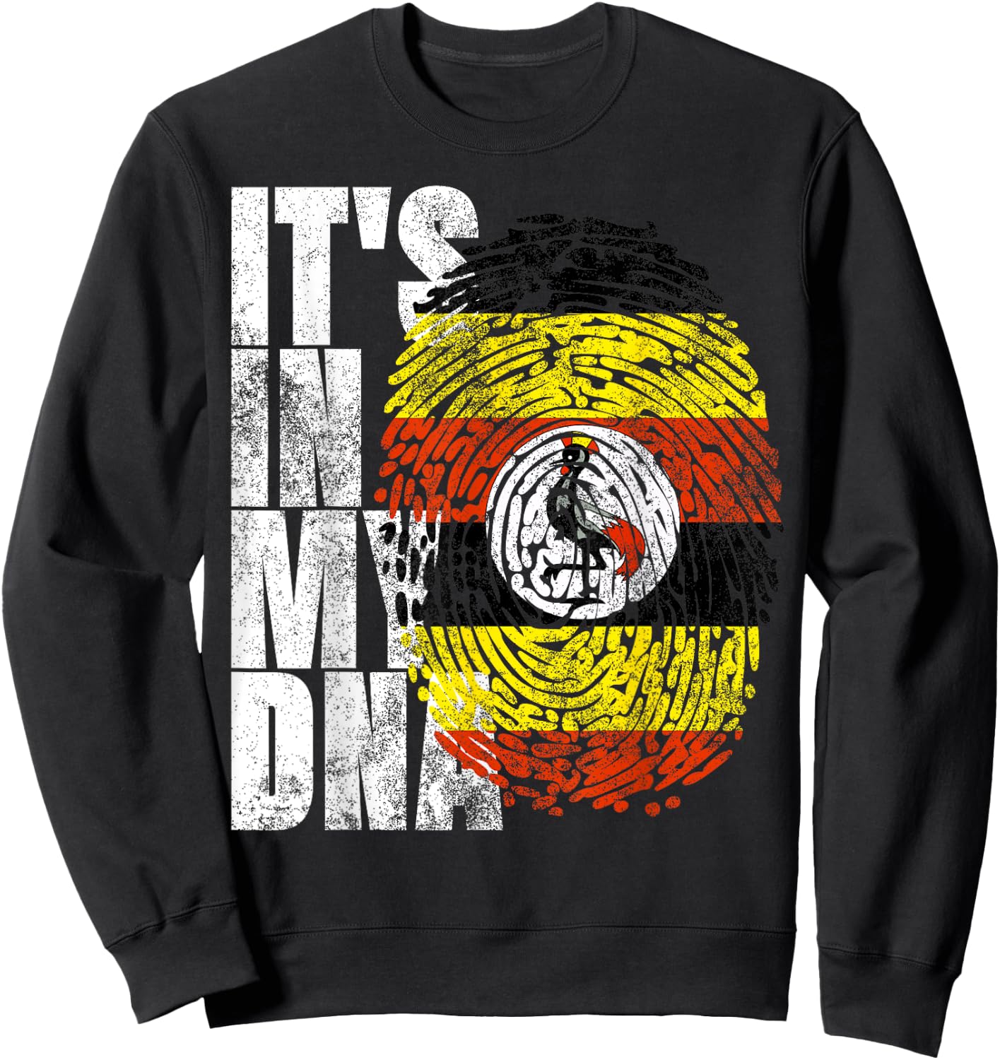 It's In My DNA Uganda Print African-American Ugandan Flag Sweatshirt - Sweatshirt | Black