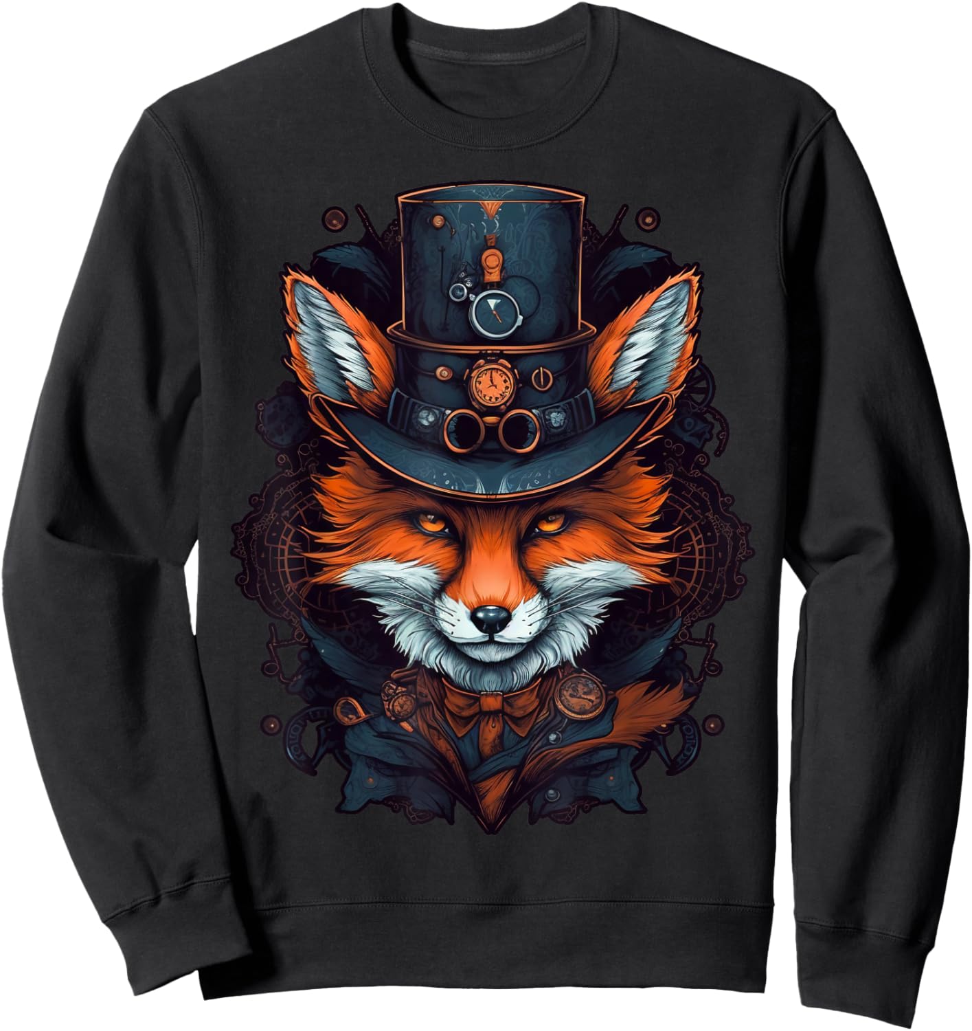 Steampunk Fox Sweatshirt - Sweatshirt | Black