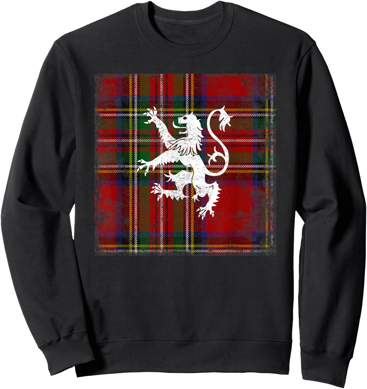 Scottish Tartan Red Plaid Lion Royal Stewart Clan Sweatshirt - Sweatshirt | Black