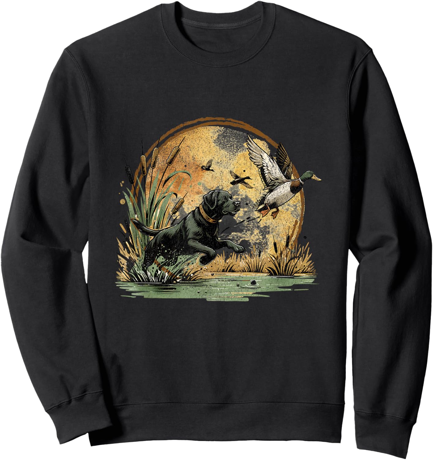 Black Lab Labrador Hunting Ducks Waterfowl Sweatshirt - Sweatshirt | Black