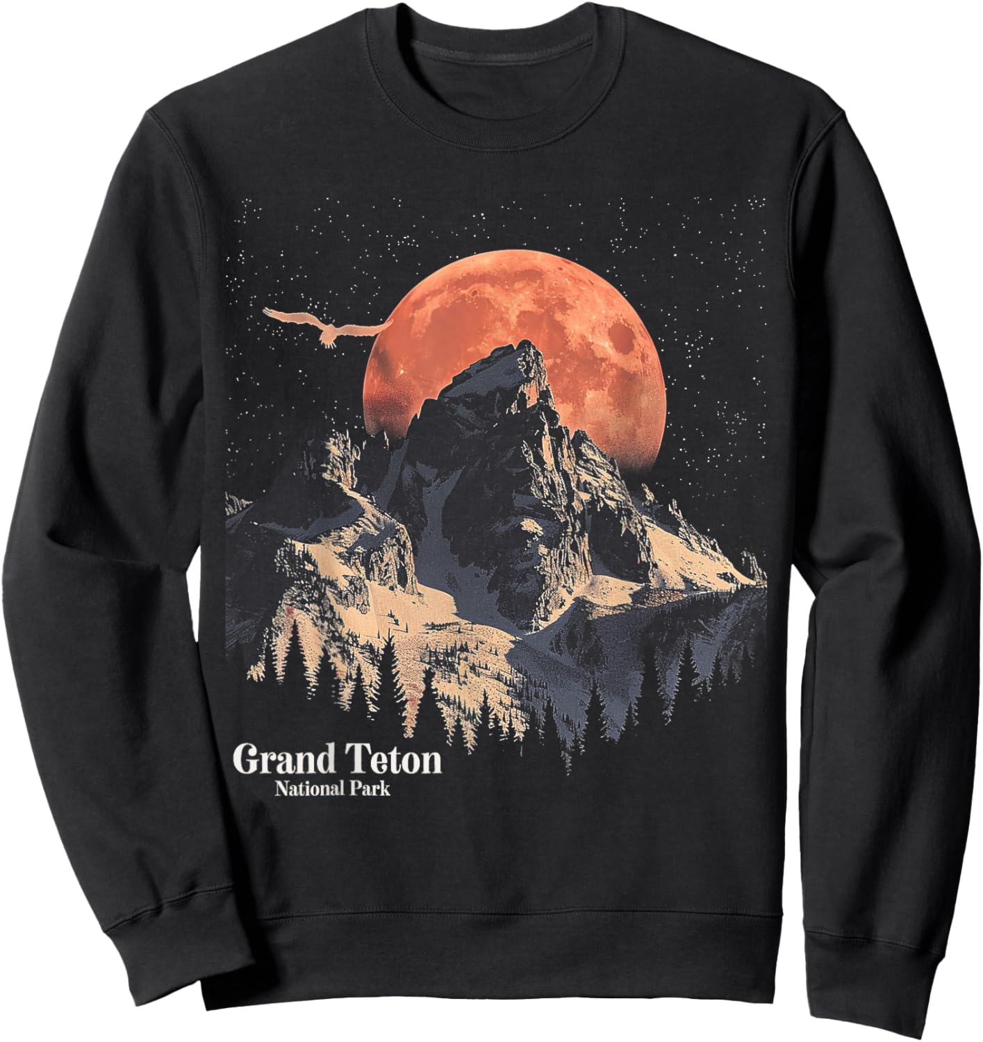 Grand Teton - US National Park Vintage Men Women Kids Retro Sweatshirt - Sweatshirt | Black