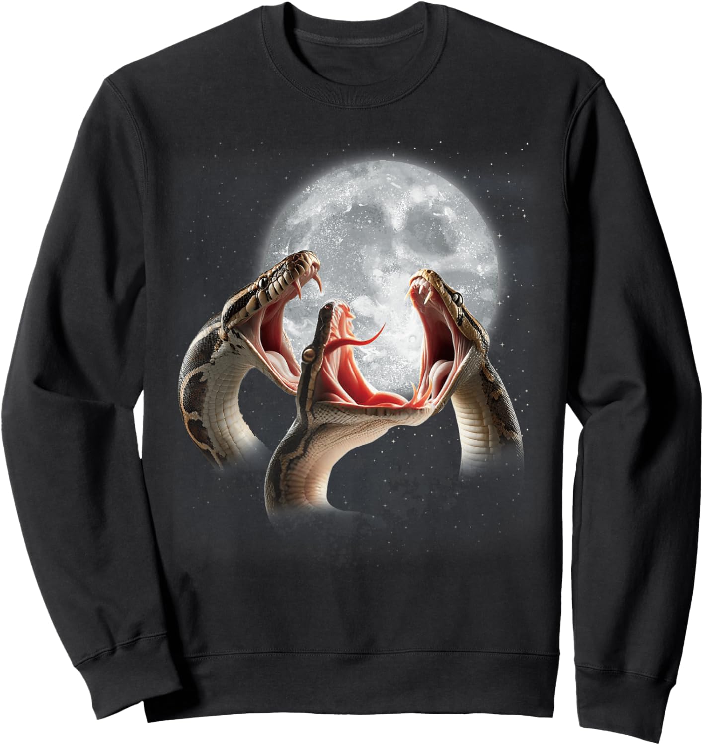 3 Ball Python Snakes Howling At The Moon Funny Python Lover Sweatshirt - Sweatshirt | Black
