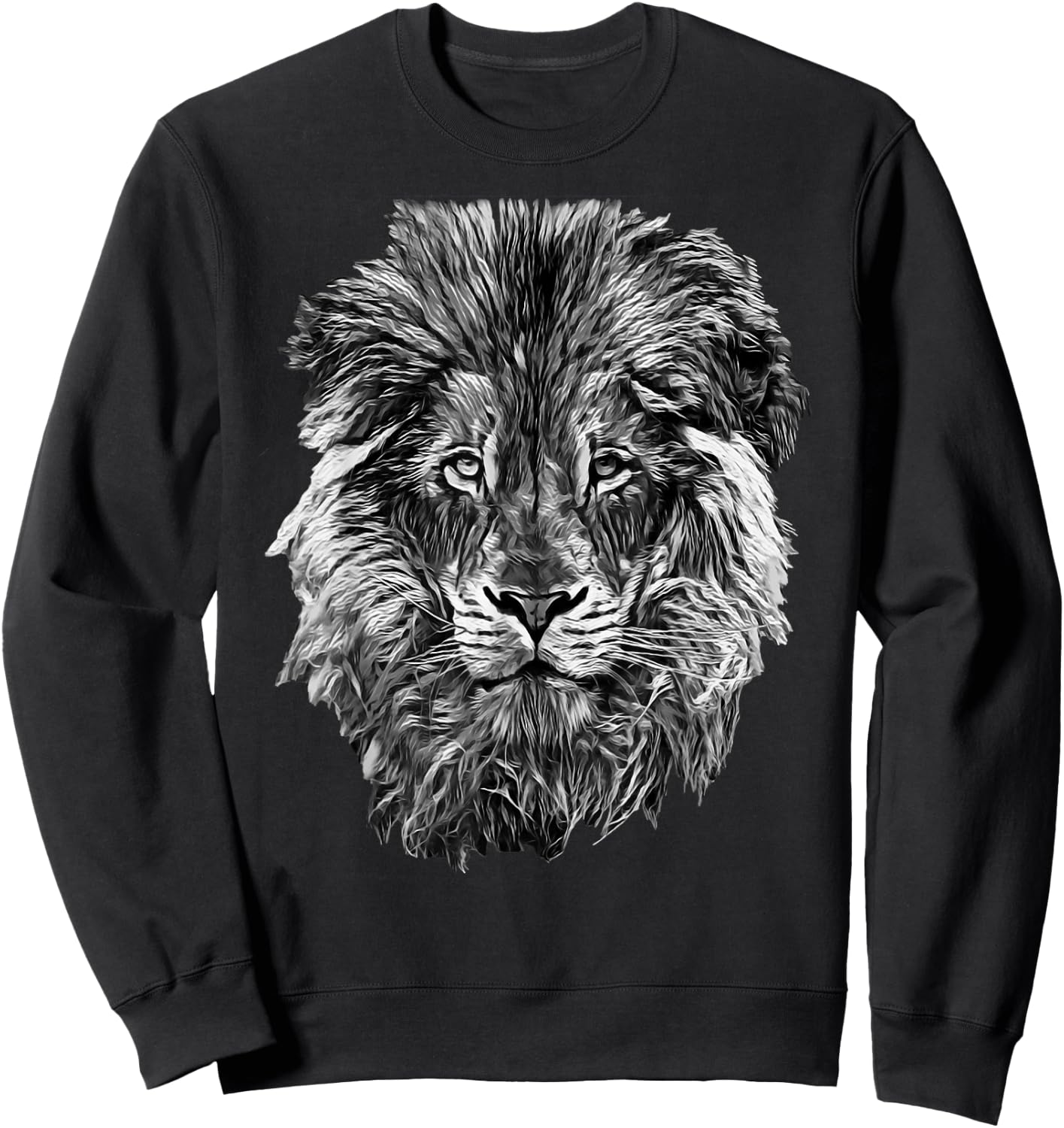 Black And White Lion Head Sweatshirt - Sweatshirt | Black