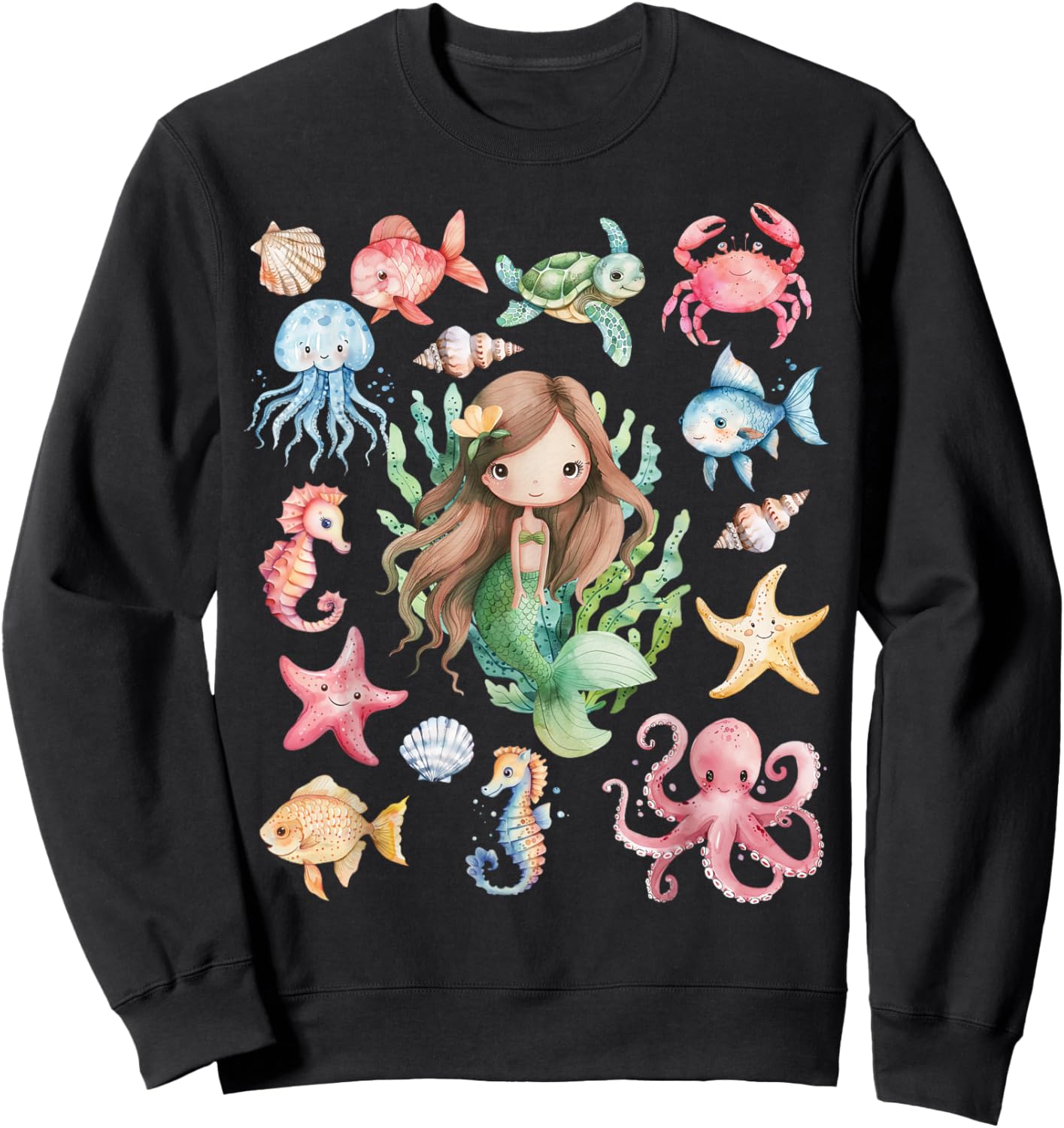 Mermaid Vibe Mermaid Squad Party Birthday Girl Toddler Women Sweatshirt - Sweatshirt | Black