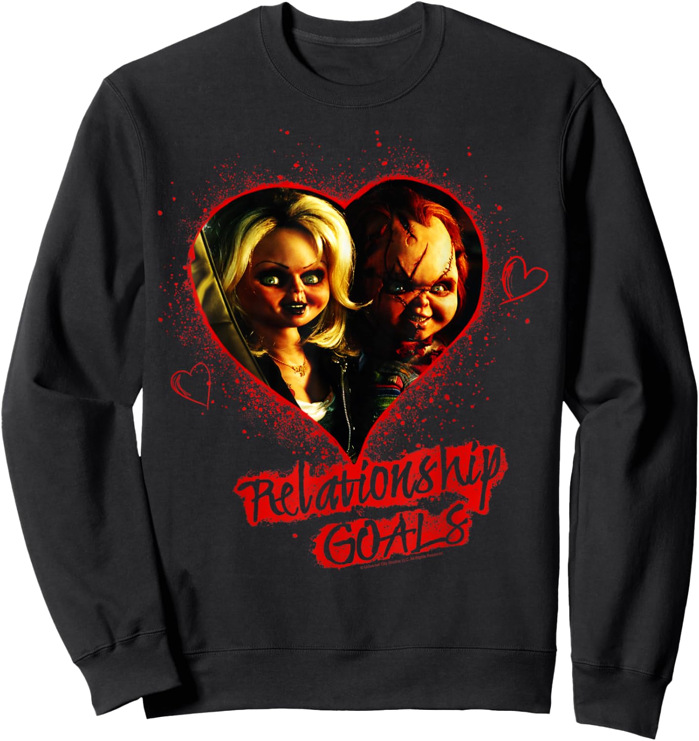 Child's Play Chucky And Tiffany Relationship Goals Short Sleeve Sweatshirt - Sweatshirt | Black