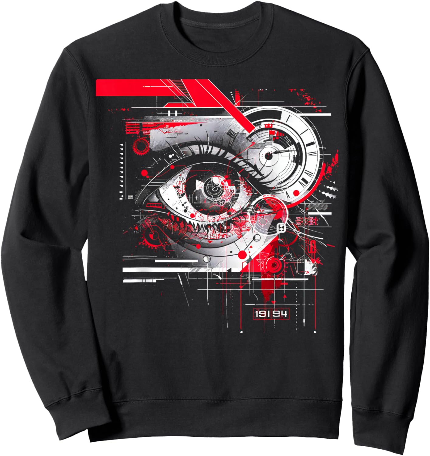 Abstract Red, Black Futuristic Eye Sweatshirt - Sweatshirt | Black