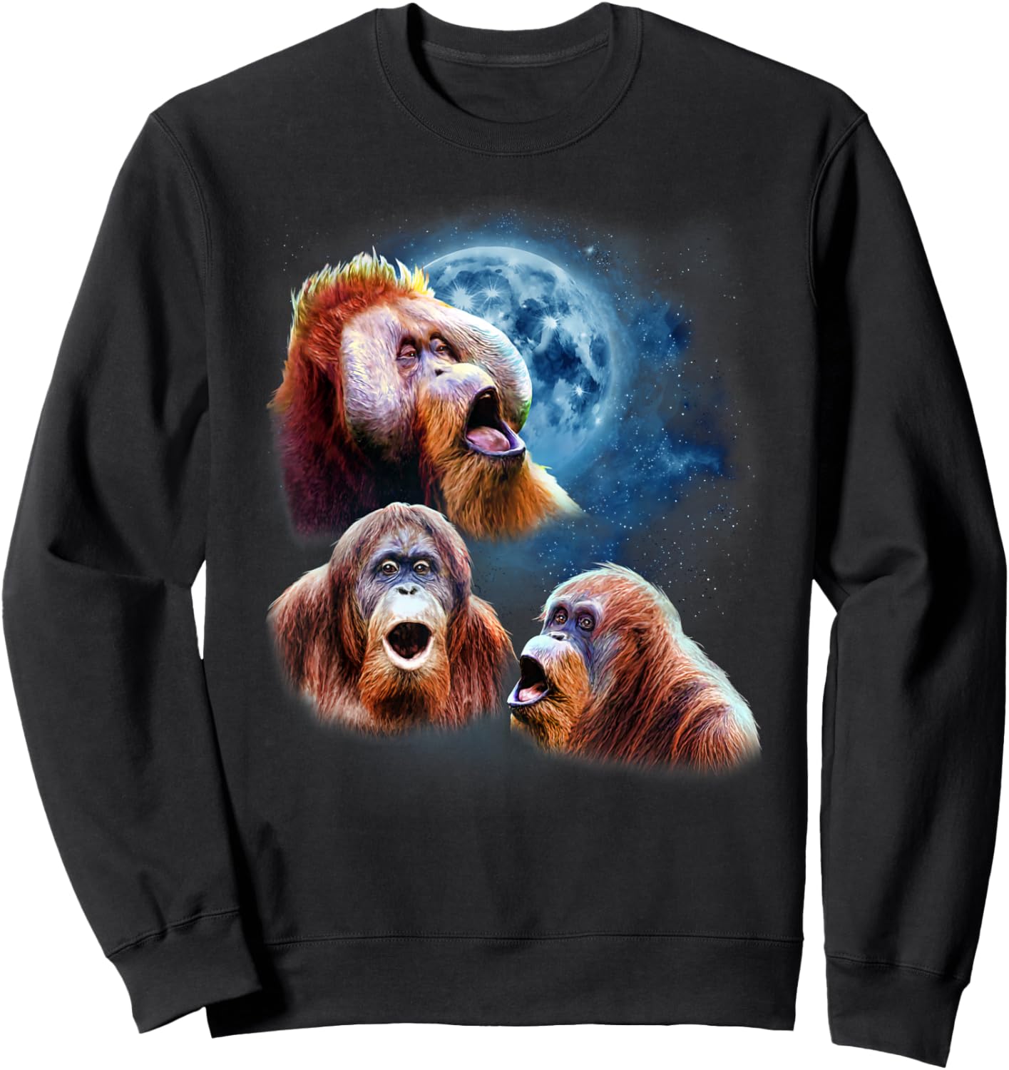 Funny Orangutan Shirt - Orangutans Howling at the Moon Sweatshirt - Sweatshirt | Black
