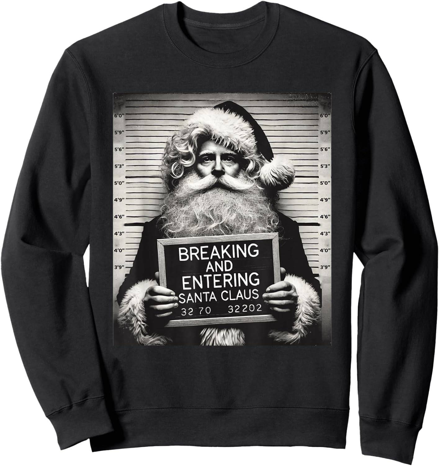 Santa Mugshot Funny Christmas Santa Xmas Sweatshirt - Sweatshirt | Black