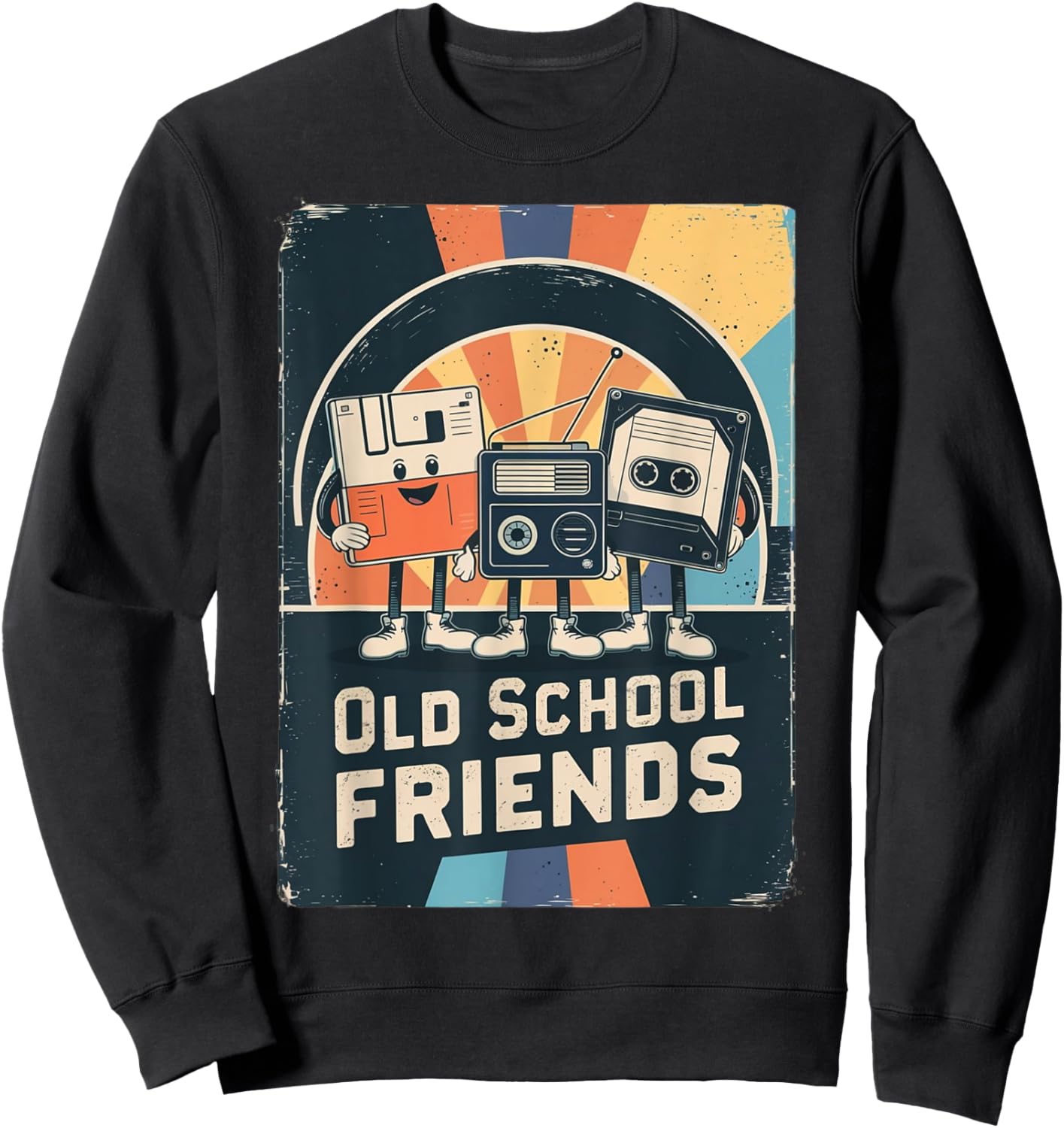 Funny Vintage Floppy Disk VHS Tape Old School Friends Sweatshirt - Sweatshirt | Black