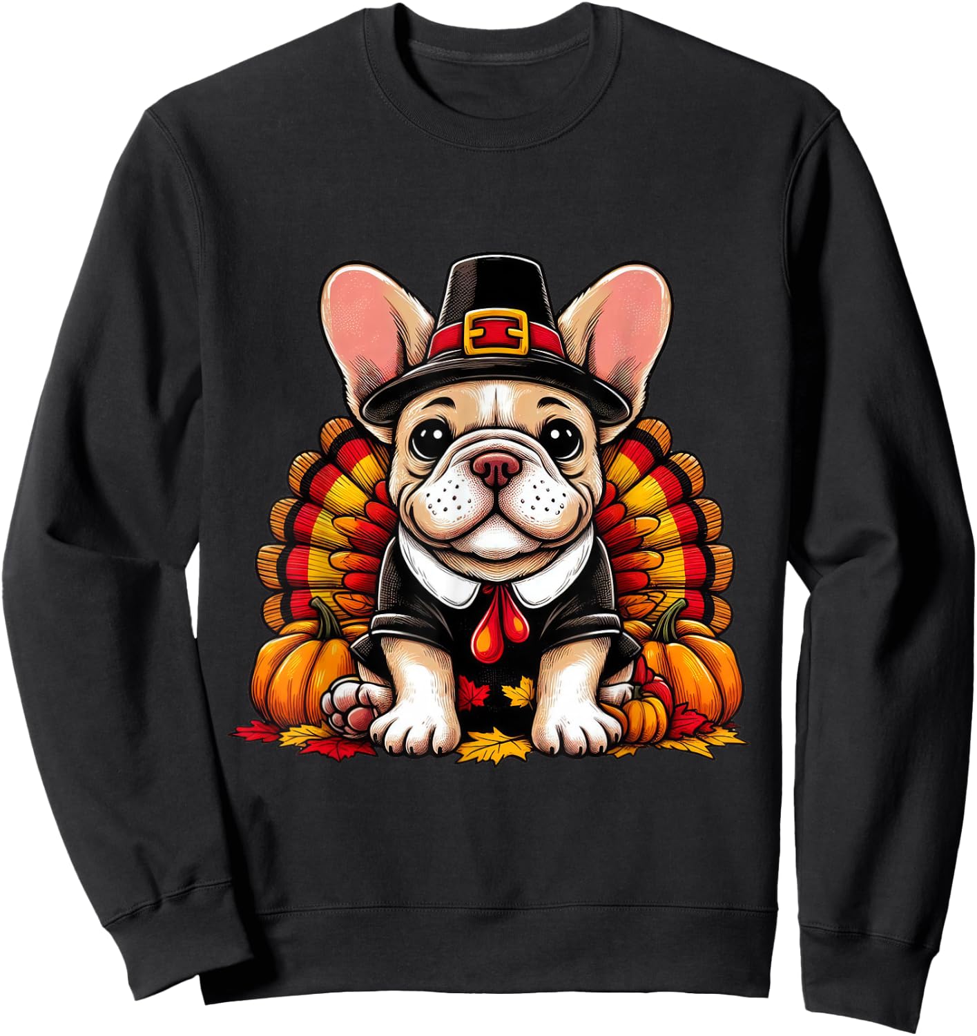 French Bulldog Thanksgiving Costume Dog Frenchie Sweatshirt - Sweatshirt | Black