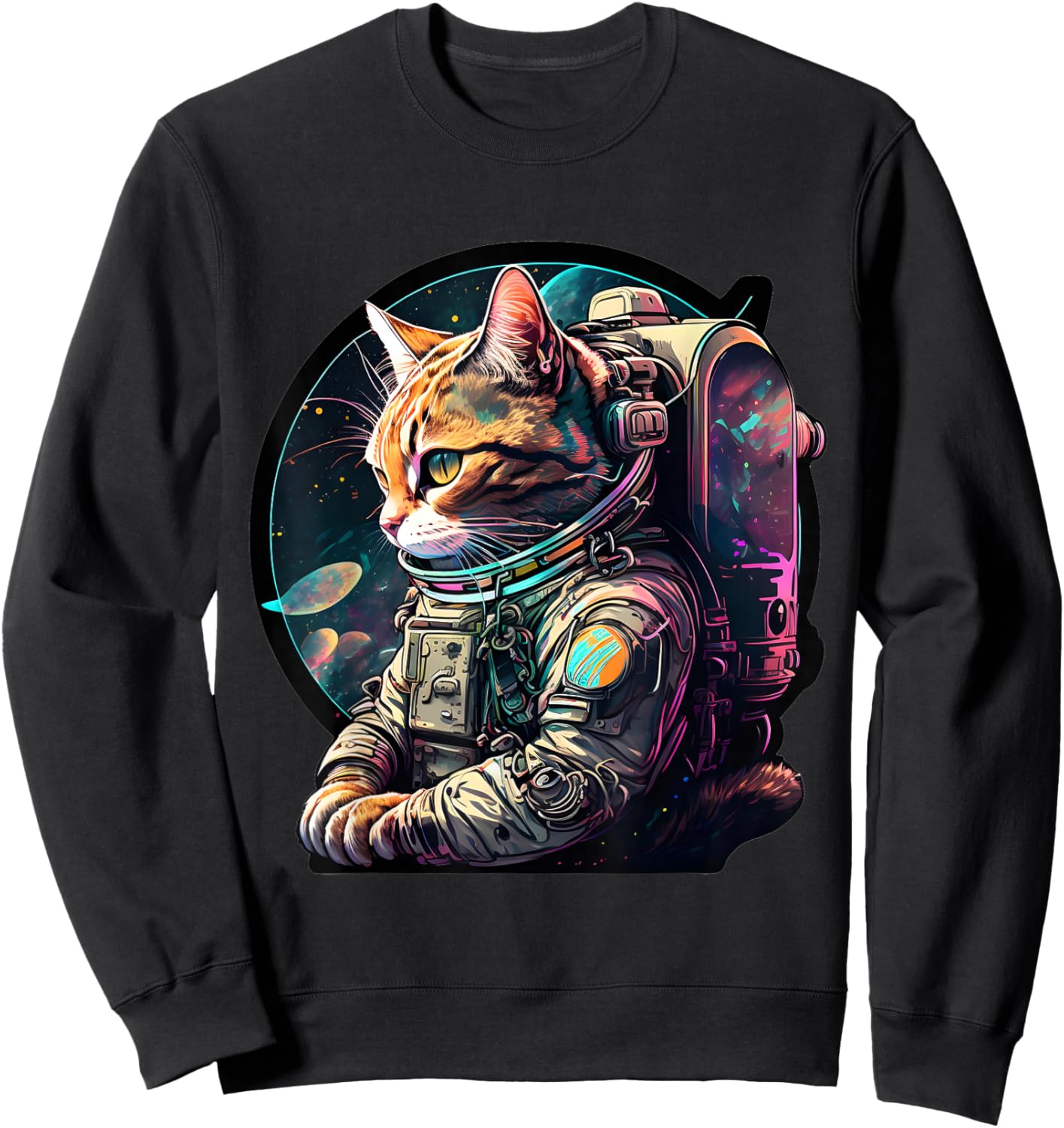 catstronaut Hero Universe Space Cat Astronaut With Spacesuit Sweatshirt - Sweatshirt | Black