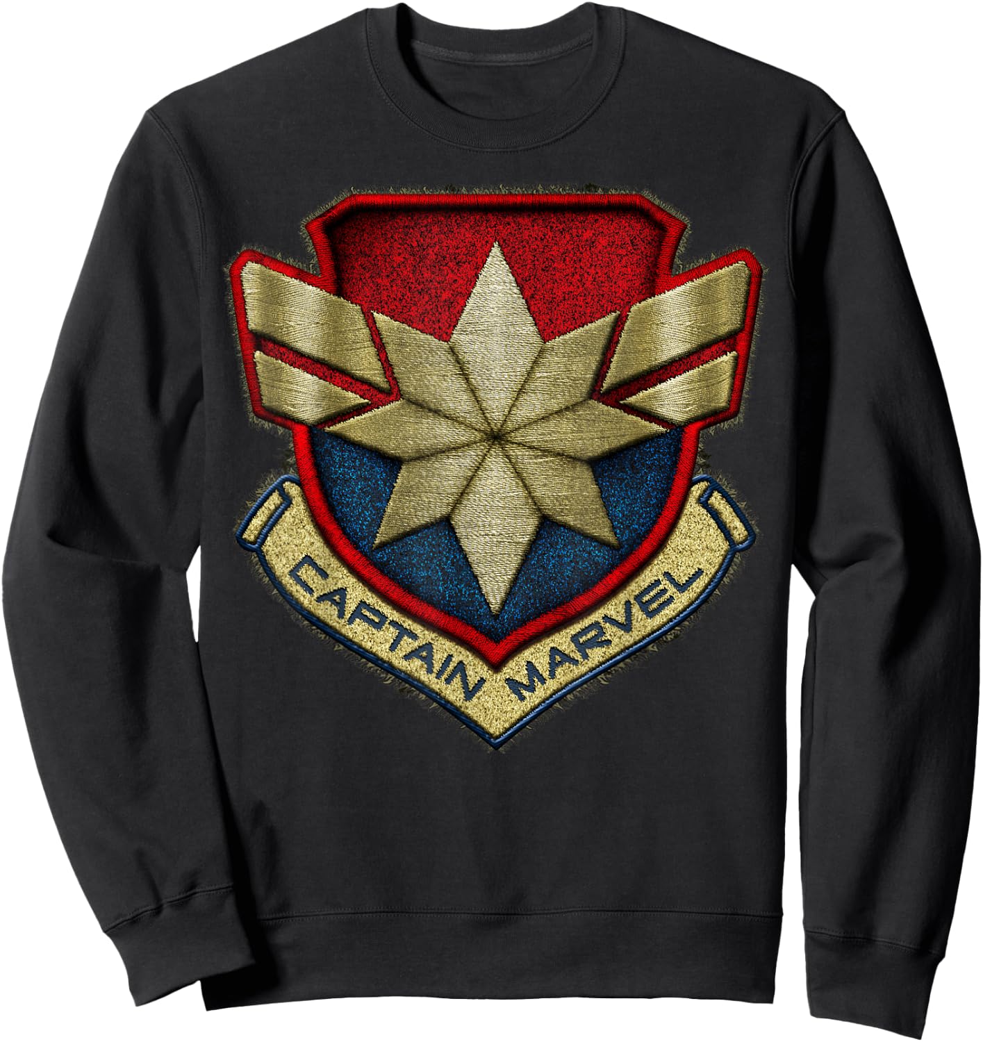 Marvel Captain Marvel Stitch Badge Logo Sweatshirt - Sweatshirt | Black