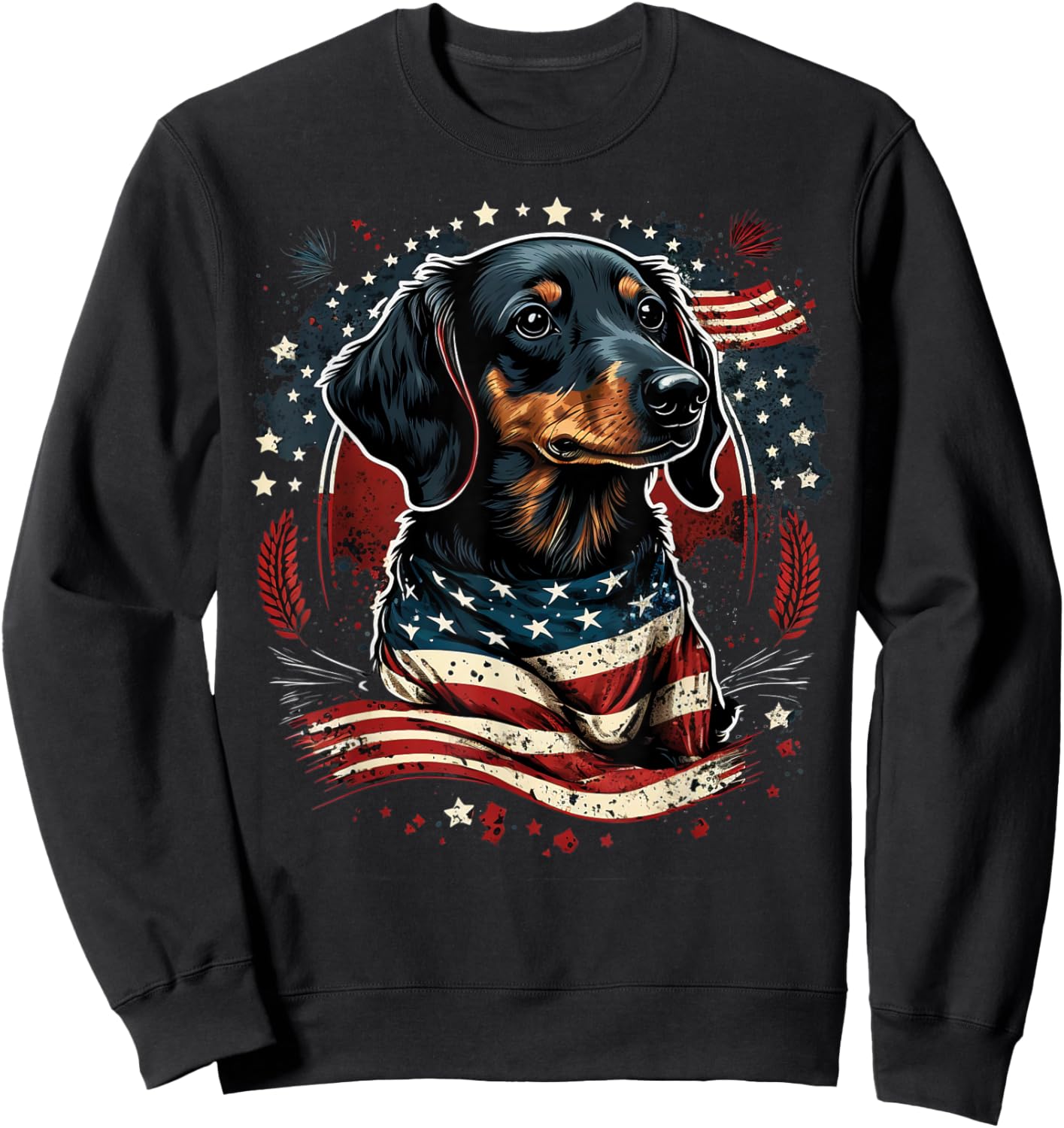 USA 4th Of July Dachshund on Patriotic American Dachshund Kids Men Sweatshirt - Sweatshirt | Black
