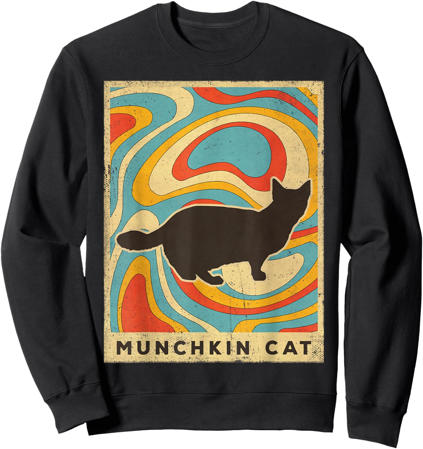 Vintage Munchkin Cat Lover Animal Retro Style Sweatshirt - Sweatshirt | Black