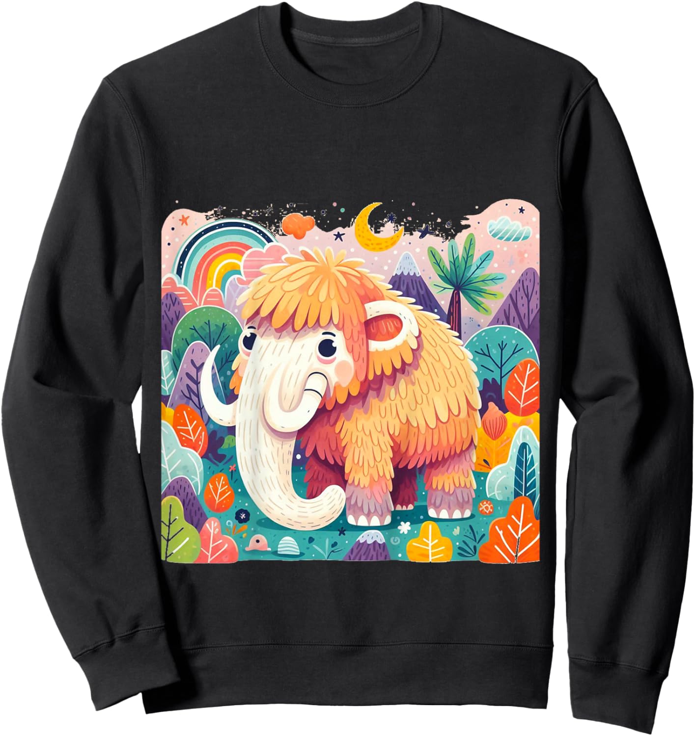 Kids Funny Wooly Mammoth Cute Woolly Mammoth Woolly Awesome Girls Sweatshirt - Sweatshirt | Black