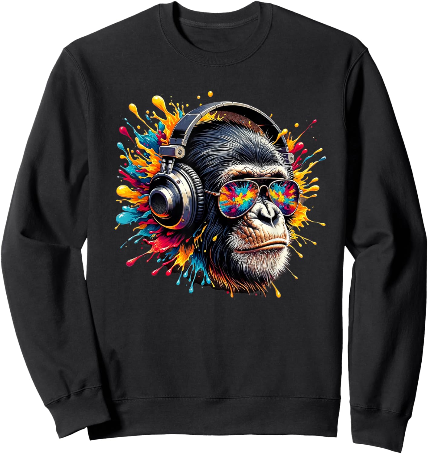 DJ Monkey Affen mit Sonnenbrille Sweatshirt - Sweatshirt | Black