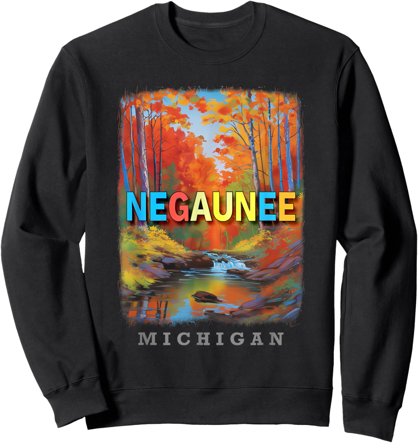 Negaunee Michigan MI Natural Beauty and Recreation SD689 Sweatshirt - Sweatshirt | Black