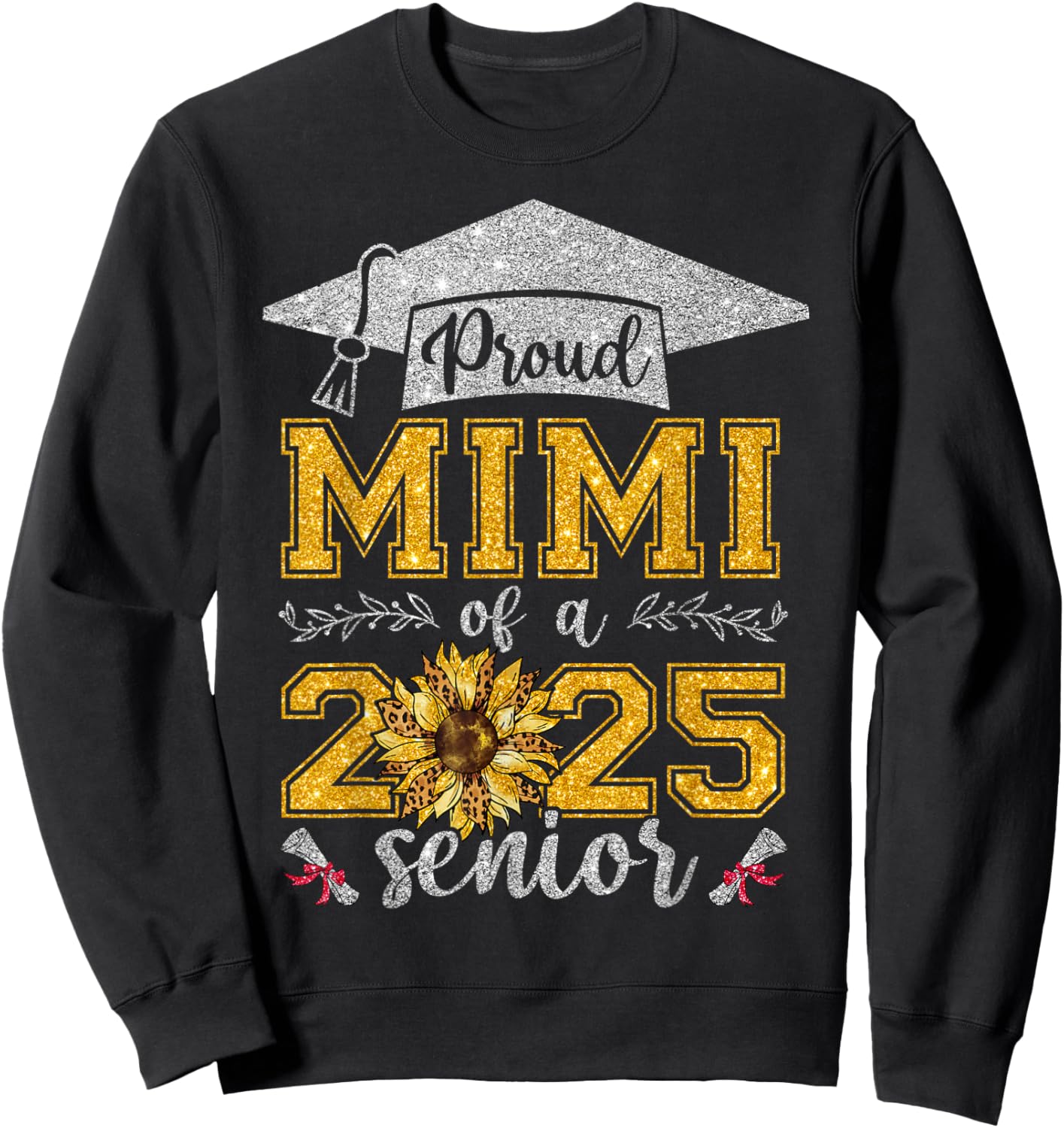 Proud Mimi Of A Class Of 2025 Senior Graduate Sweatshirt - Sweatshirt | Black