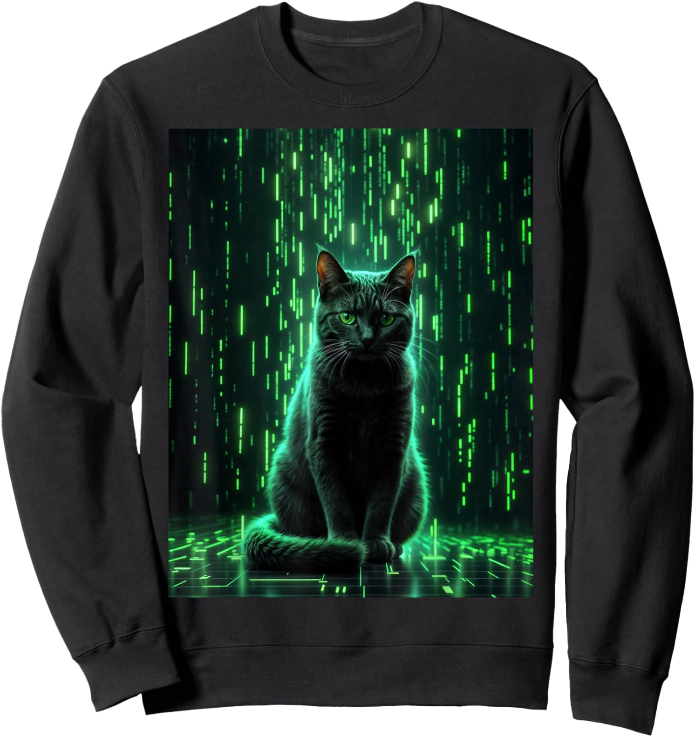 Cool Matrix Cat Art Sweatshirt - Sweatshirt | Black