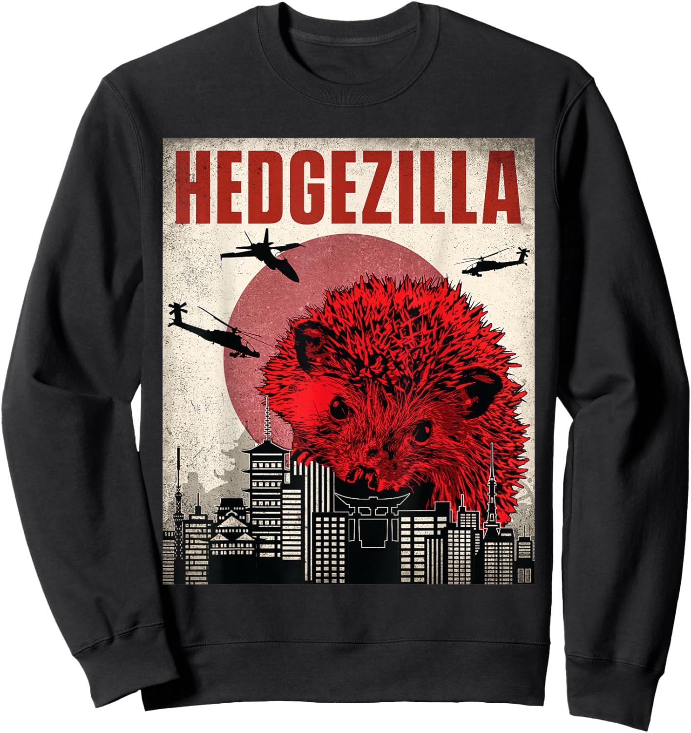 Hedgezilla - Hedgehog Porcupine Animal Lover Sweatshirt - Sweatshirt | Black