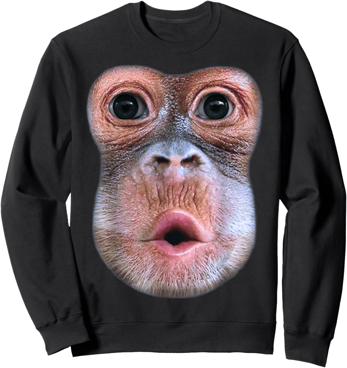 Lustiger Affe bläst Bauchgesicht, Affe Blow Bauch Gesicht Sweatshirt - Sweatshirt | Black