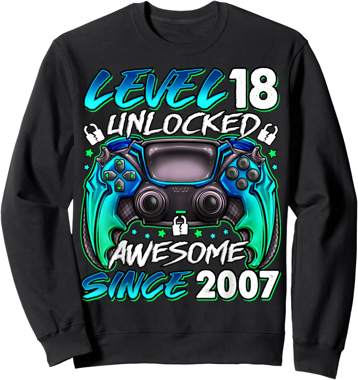 Level 18 Unlocked 18 Year Old Gifts Boys 18th Birthday Boy Sweatshirt - Sweatshirt | Black
