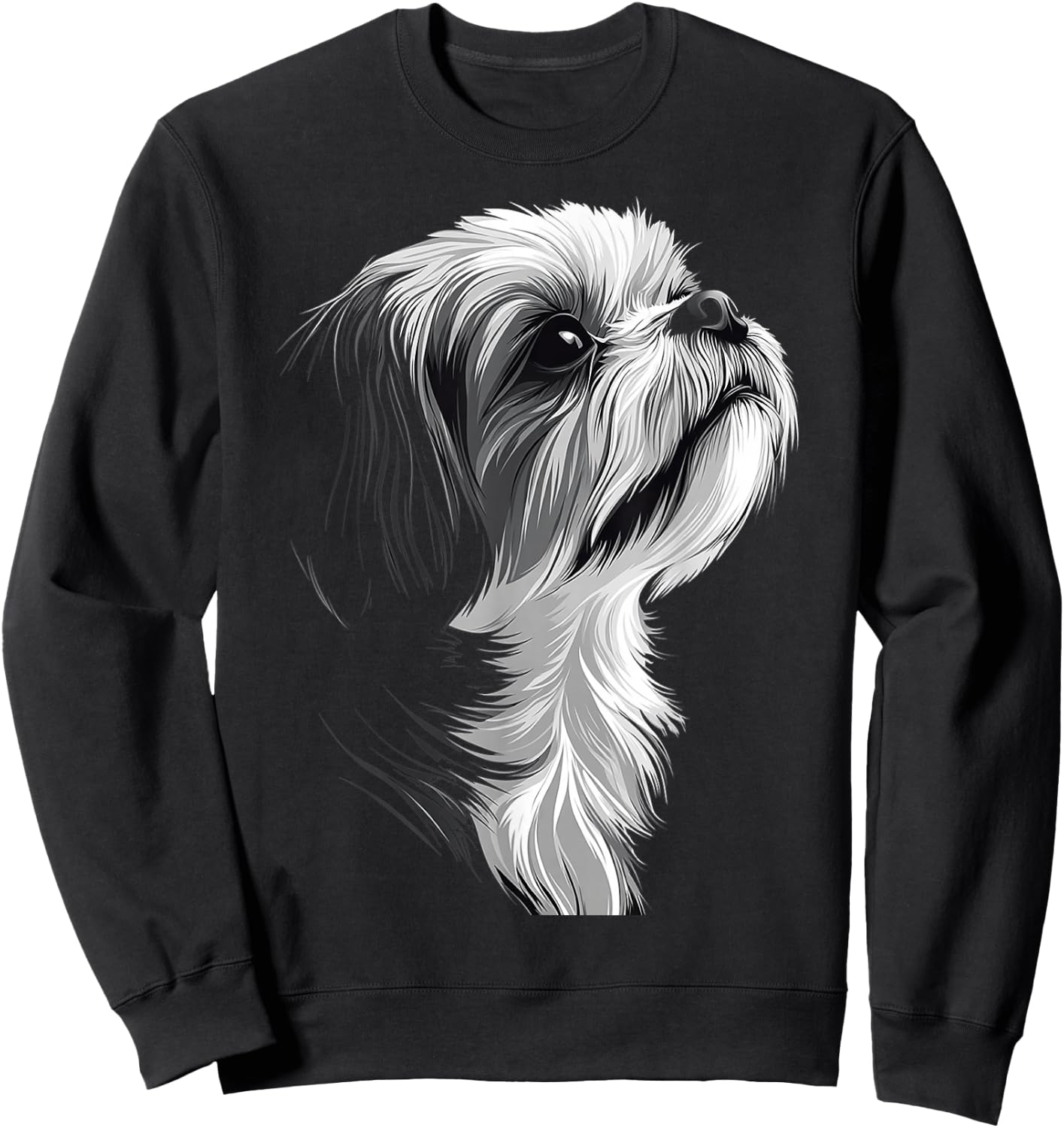 Shih Tzu Dog Graphic Pet Art Shih Tzu Sweatshirt - Sweatshirt | Black