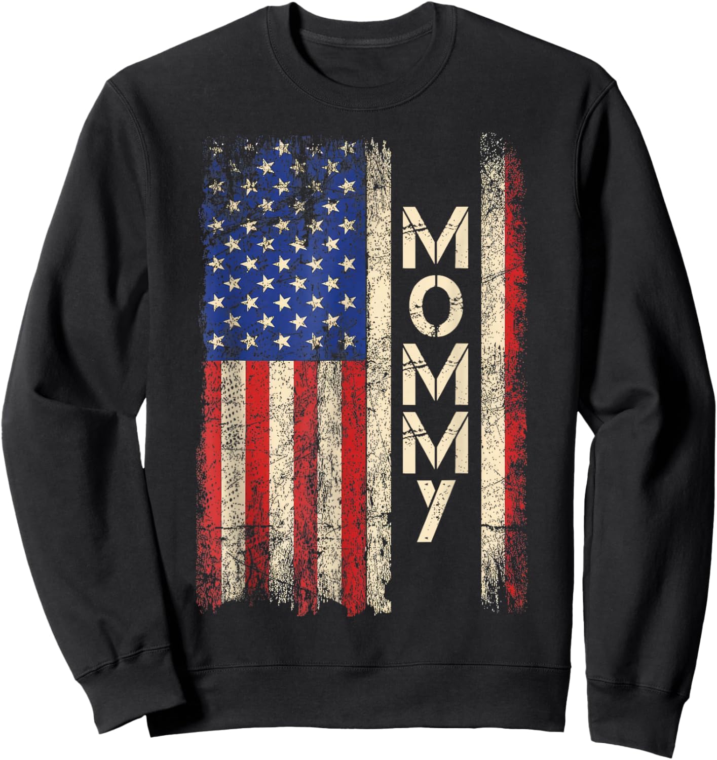 Mommy American Flag Mother's Day Sweatshirt - Sweatshirt | Black