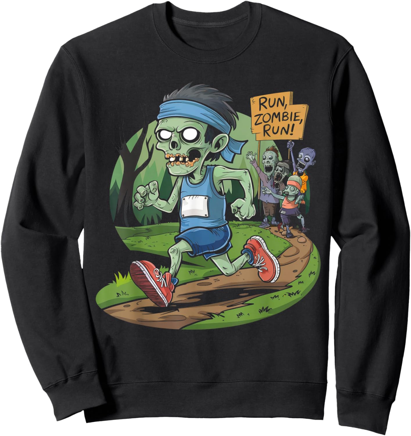 Halloween Running Shirt Funny Spooky Zombie Run Scary Runner Sweatshirt - Sweatshirt | Black