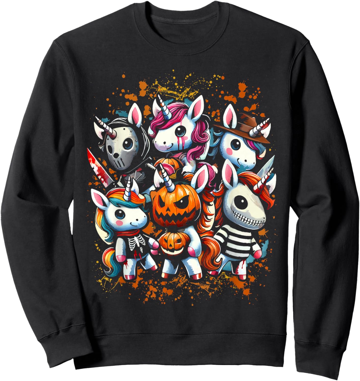 My Little Horror Crew - Halloween Unicorns Sweatshirt - Sweatshirt | Black