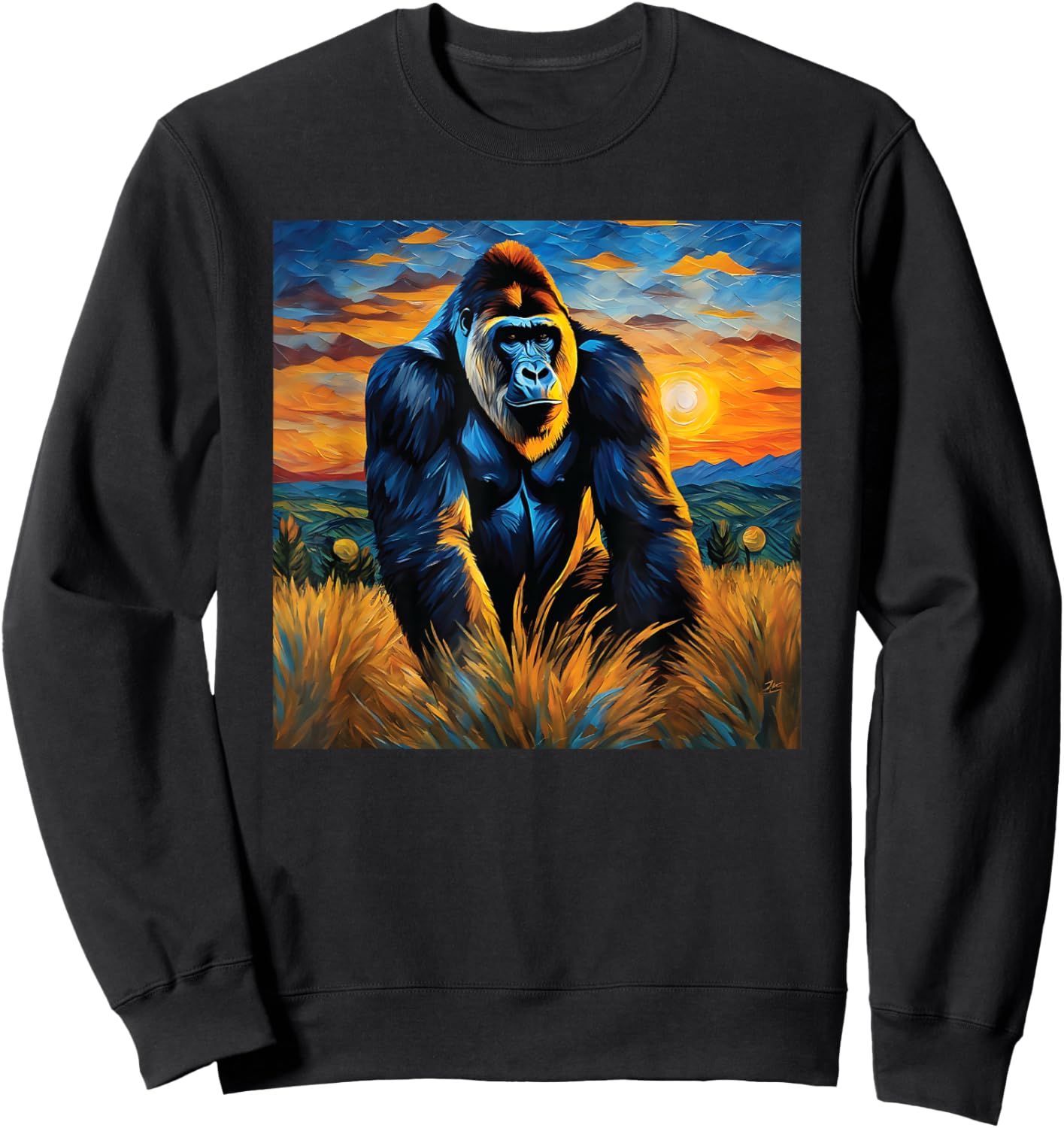 Gorilla face painting Art head for lover Silverback animal Sweatshirt - Sweatshirt | Black