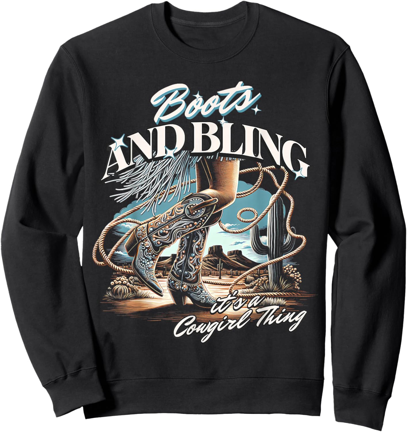 Boots & Bling its a Cowgirl Thing Cowgirl Melanin Rodeo Sweatshirt - Sweatshirt | Black