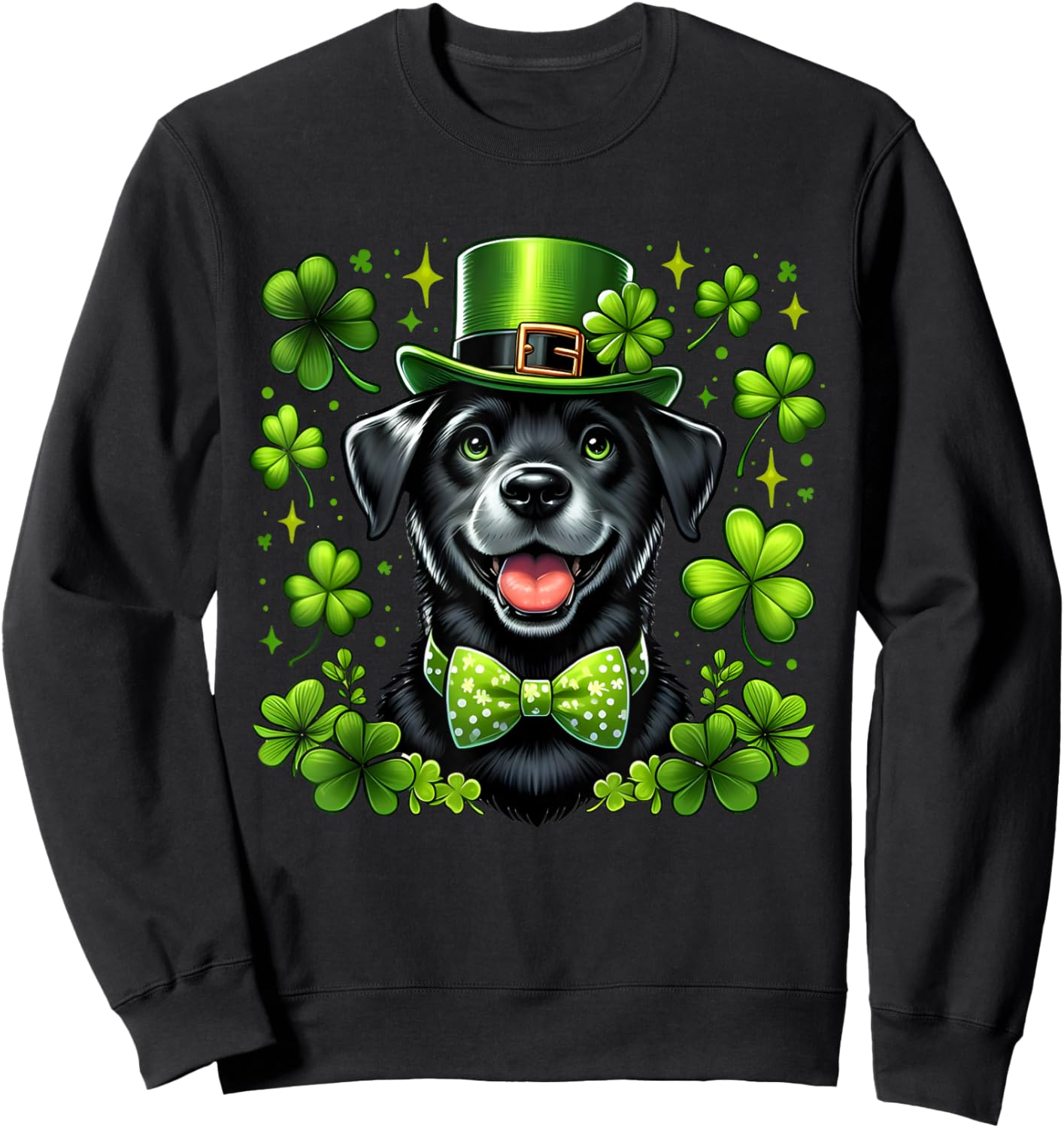 Happy St Patrick's Day Lab Black Labrador For Pet Dog Lover Women Kids Sweatshirt - Sweatshirt | Black