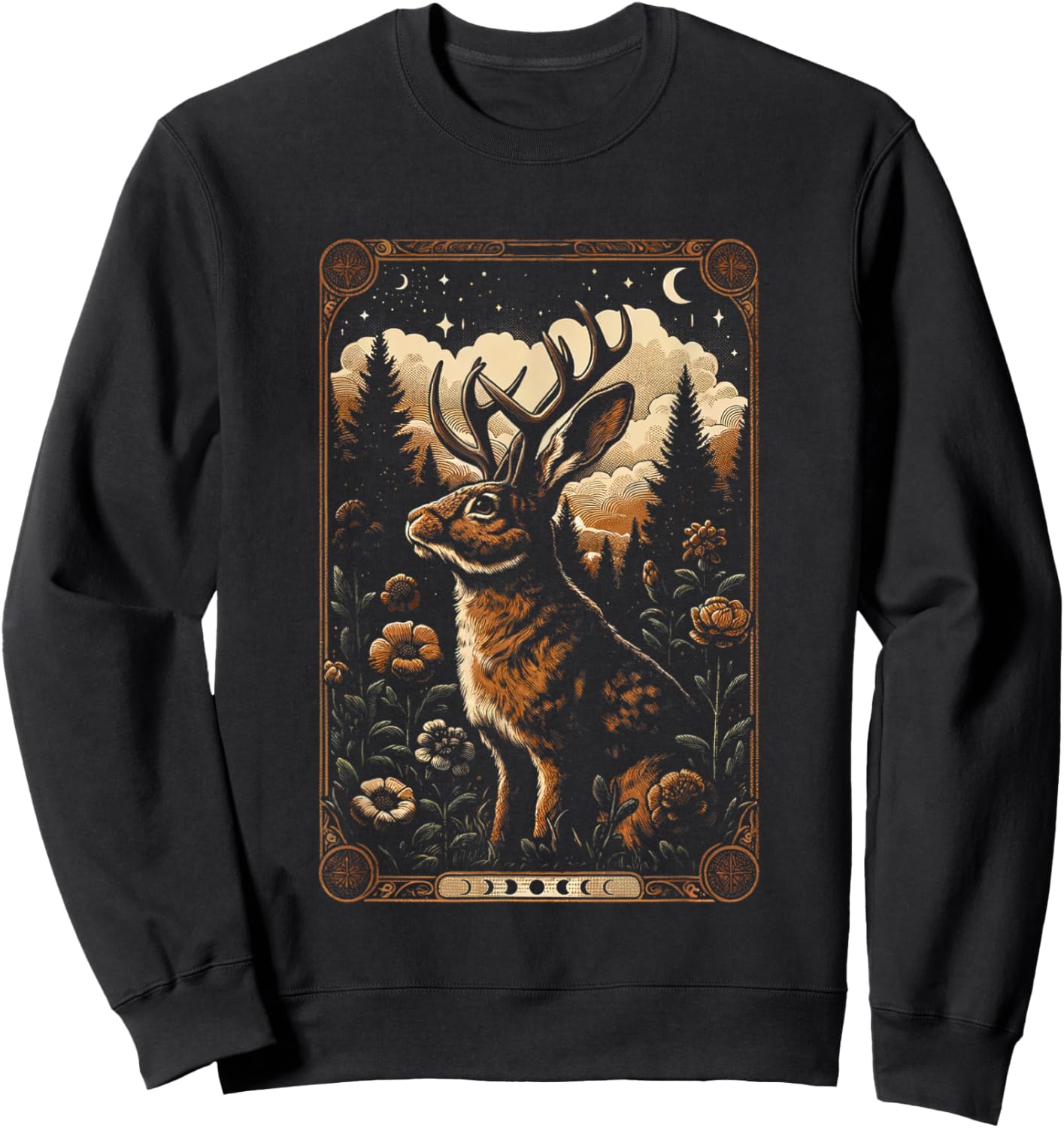 Classic Art Animal Funny Jackalope Colorful Portrait Costume Sweatshirt - Sweatshirt | Black