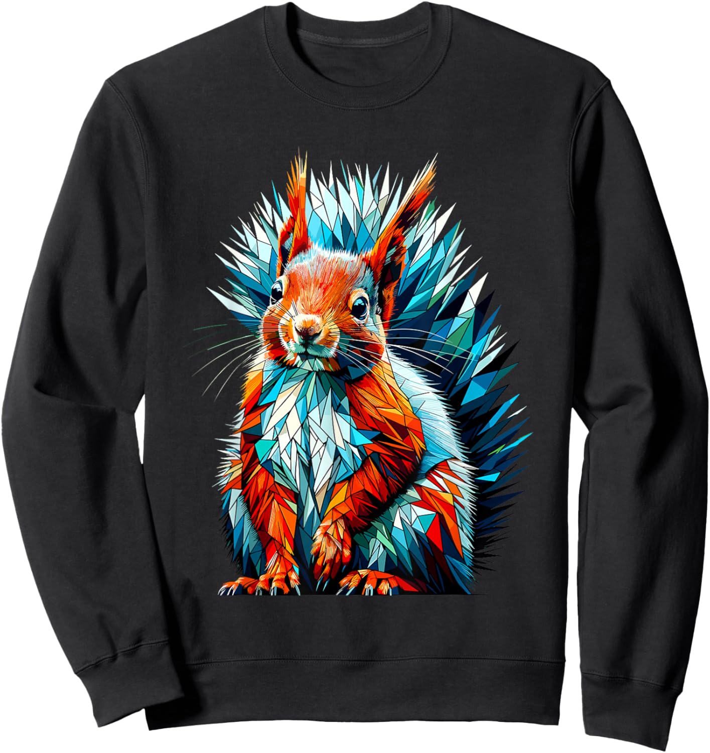 Polygon Art Red Squirrel Squirrels Sweatshirt - Sweatshirt | Black