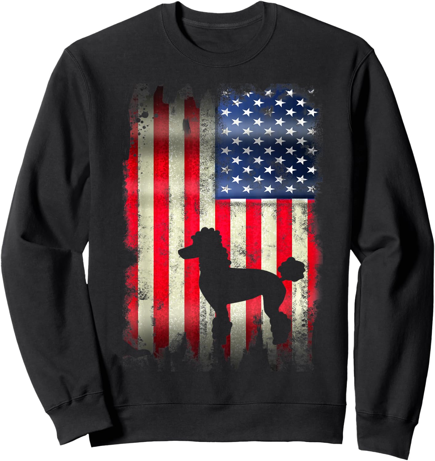 Poodle Dog USA American Flag 4th of July Patriotic Gift Women Kids Men Sweatshirt - Sweatshirt | Black
