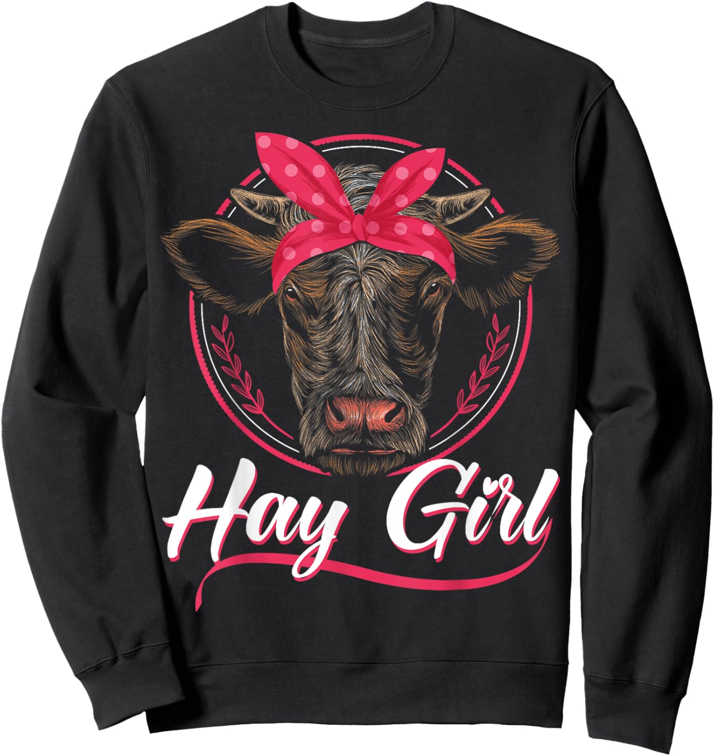 Hay Girl Farming Heifer Calf Cattle Lover Bandana Sweatshirt - Sweatshirt | Black