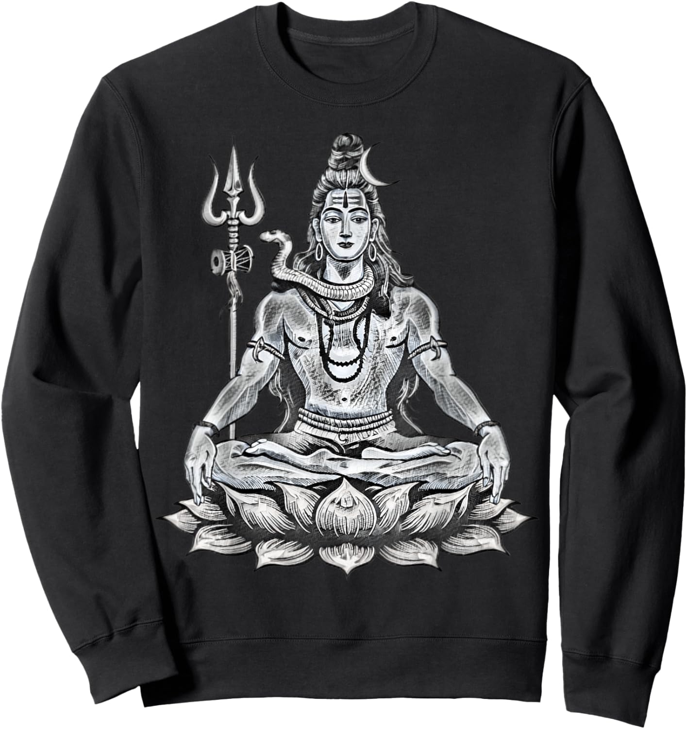 Lord Shiva On Lotus Perfect For Hindu Devotees Men Women Sweatshirt - Sweatshirt | Black
