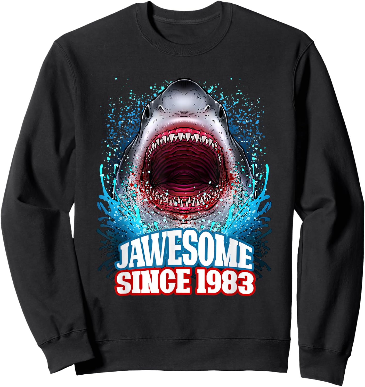 42nd Birthday Jawesome Since 1983 Shark 42 Years Old Sweatshirt - Sweatshirt | Black