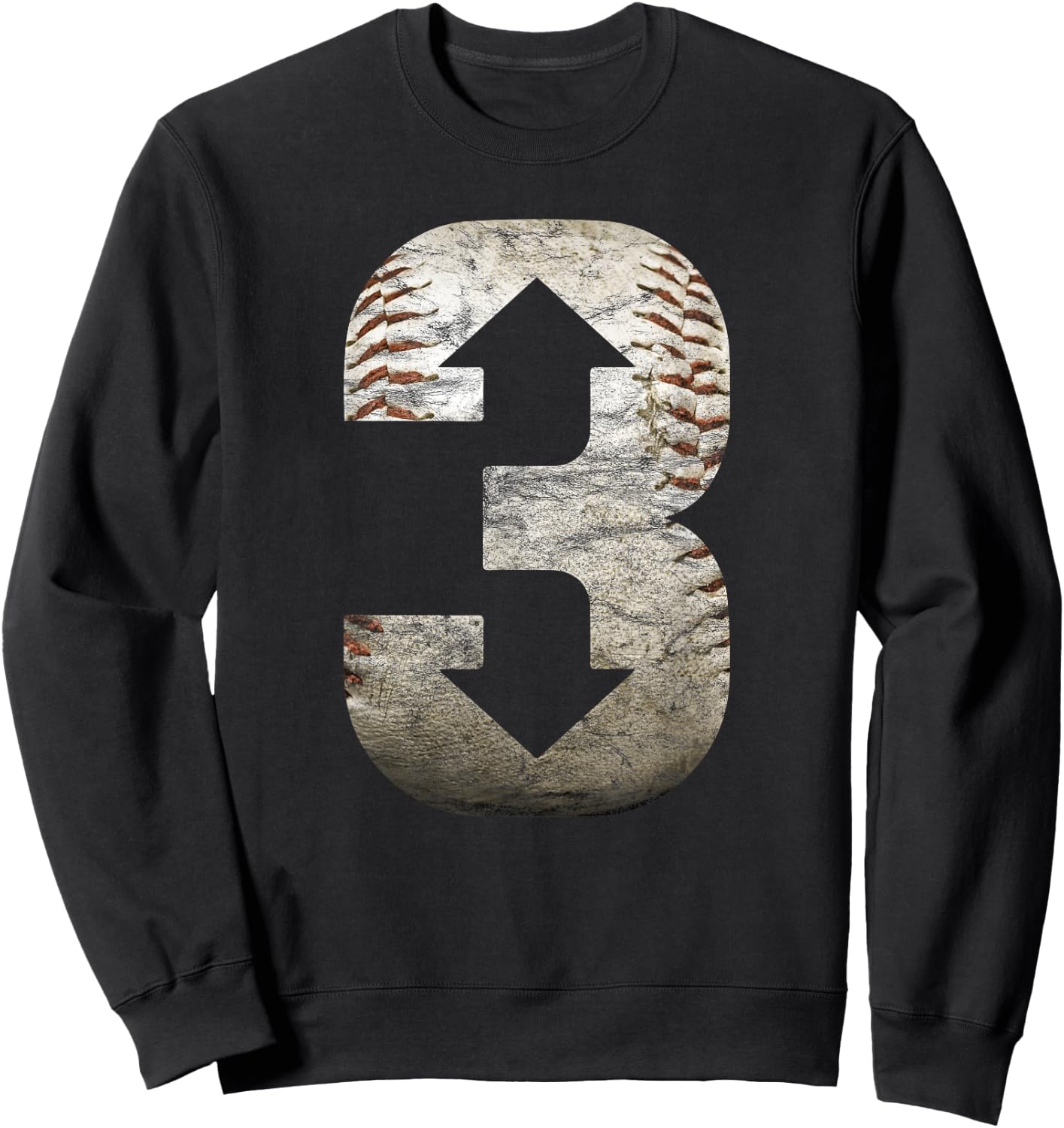 3 Up 3 Down | Three Up Three Down Baseball Sweatshirt - Sweatshirt | Black
