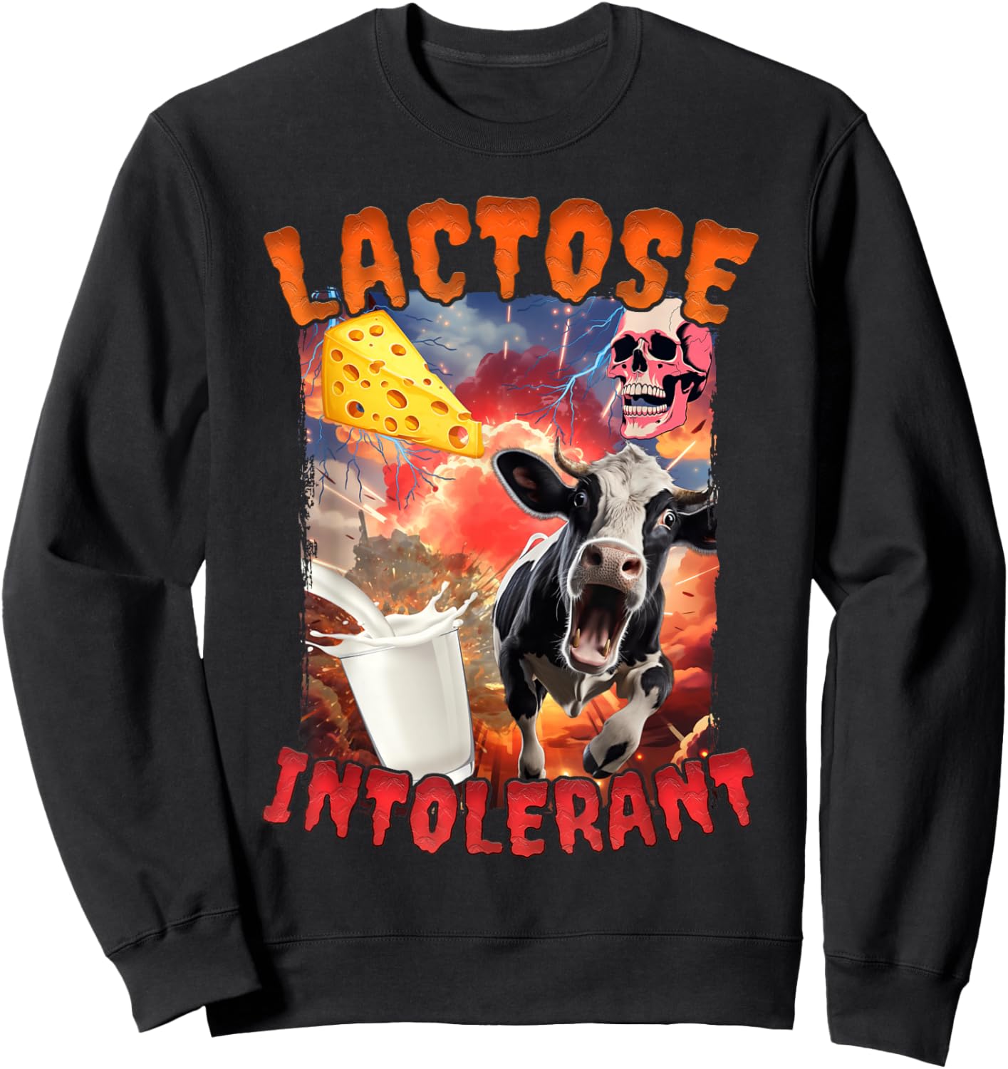 Lactose Intolerant Meme Sweatshirt - Sweatshirt | Black
