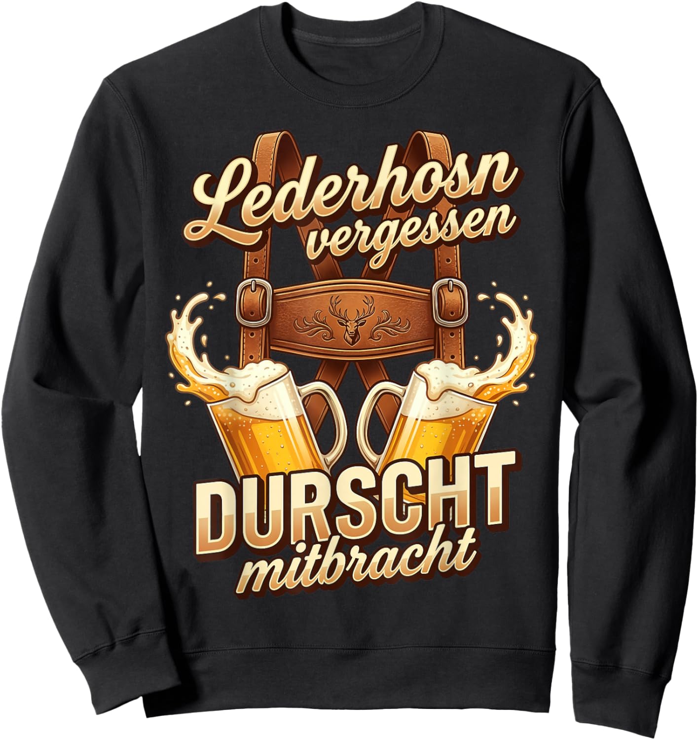 Passend für Oktoberfest Shirt Herren Trachtenshirt Trachten Sweatshirt - Sweatshirt | Black