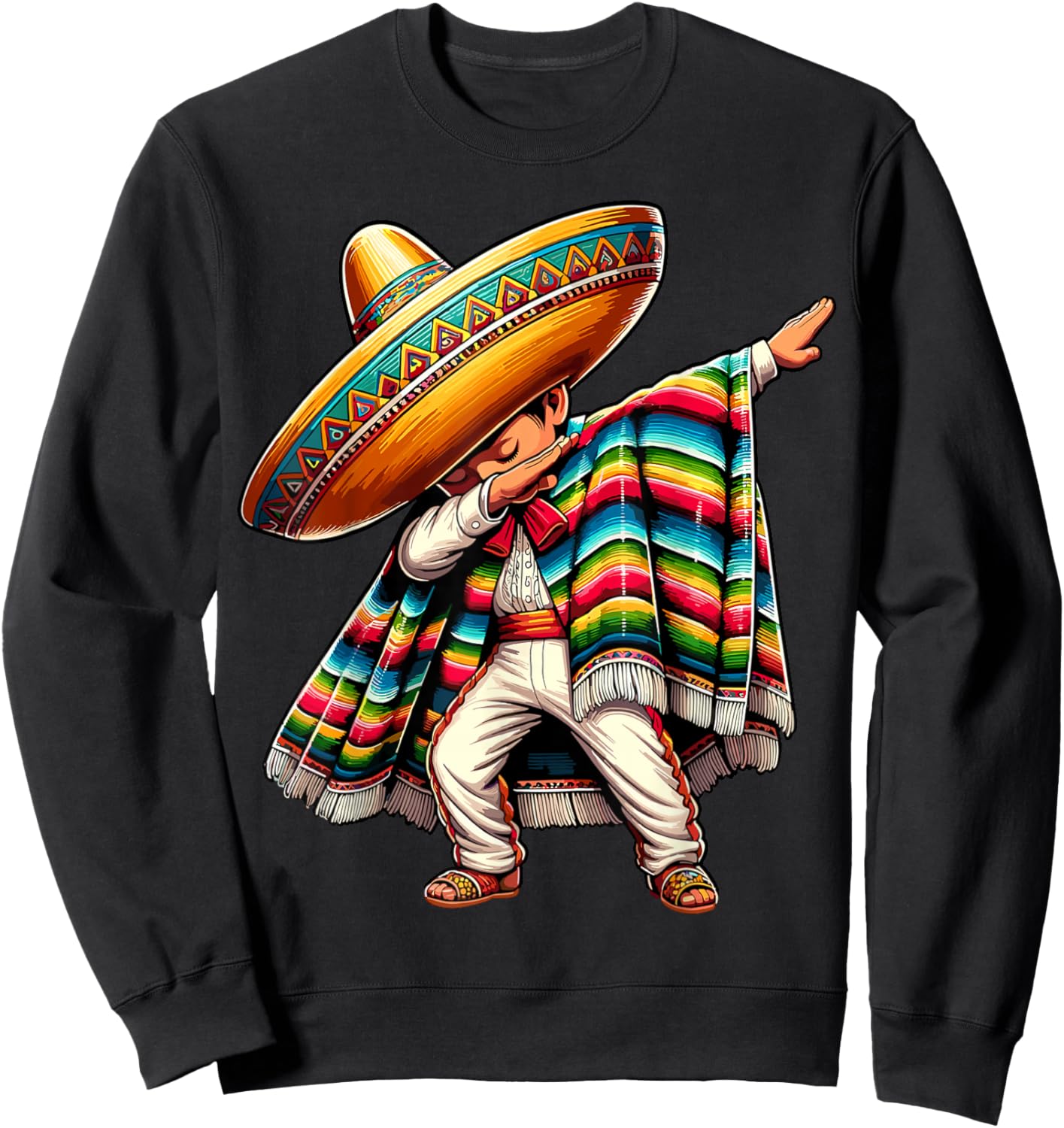 Dabbing Boys Mexican Poncho Cinco de Mayo Sweatshirt - Sweatshirt | Black