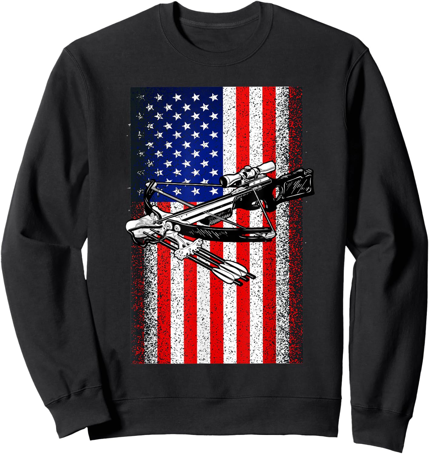 Bow Hunting Distressed Crossbow Sport Hunter Gift Sweatshirt - Sweatshirt | Black