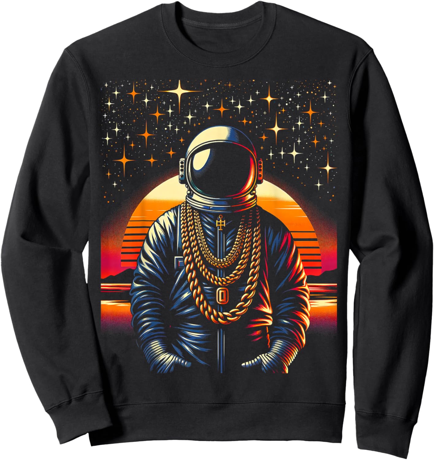 Hip Hop Astronaut | Men Women (S-6XL) | Graphic Sweatshirt - Sweatshirt | Black