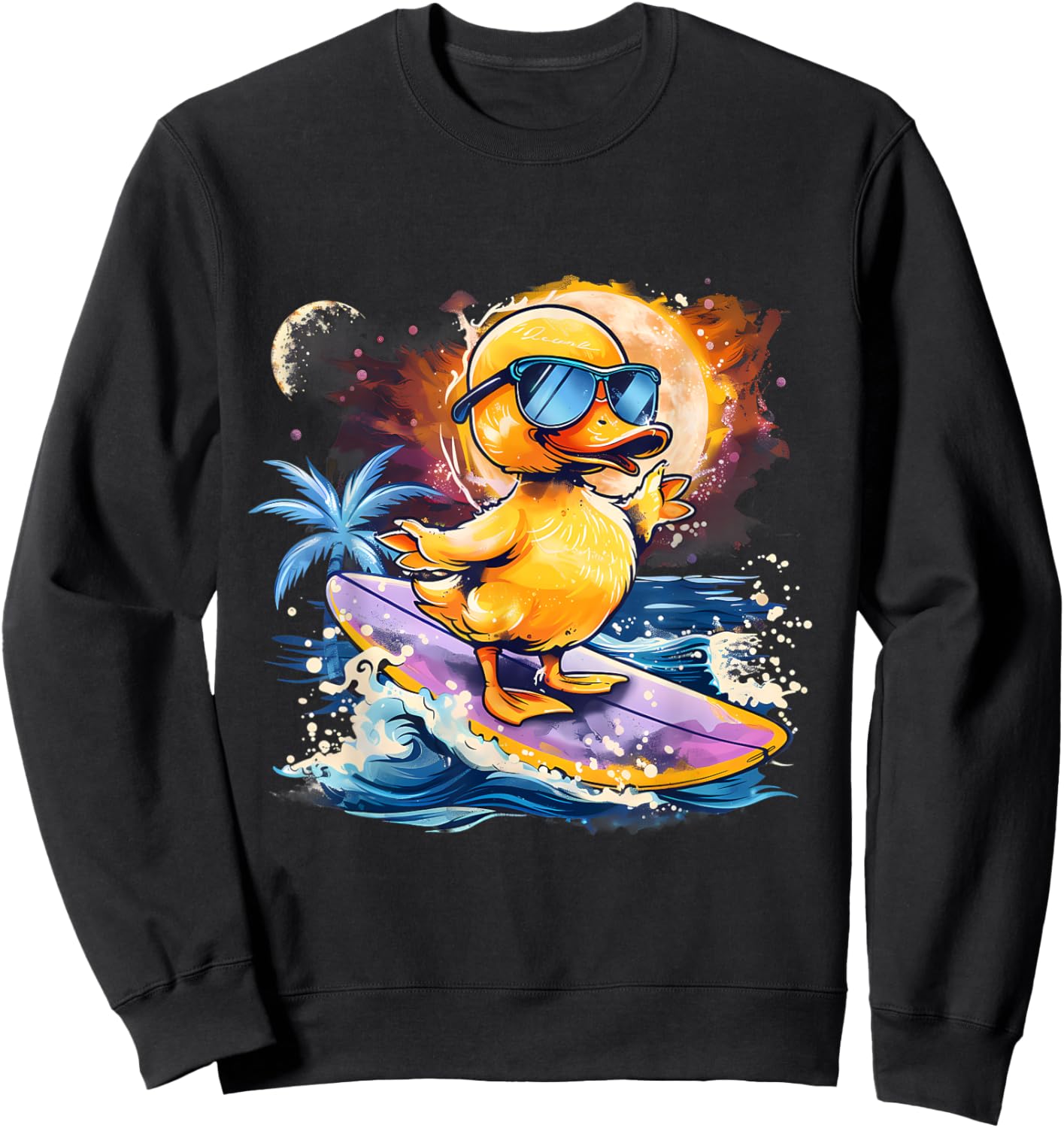 Rubber Duck Surfing Summer Beach Rubber Duckie Surfer Sweatshirt - Sweatshirt | Black