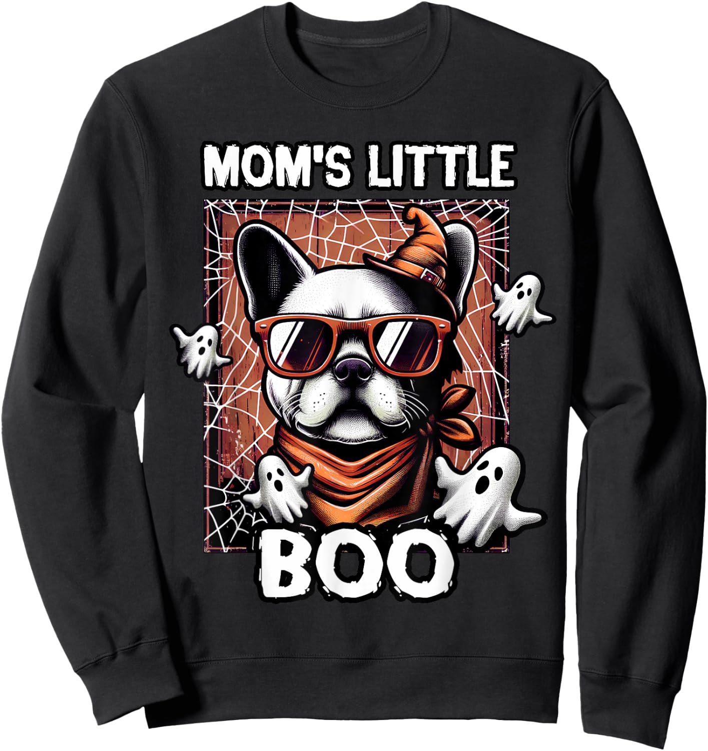 Frenchie Mom's Little Boo French Bulldog Halloween Dog Sweatshirt - Sweatshirt | Black