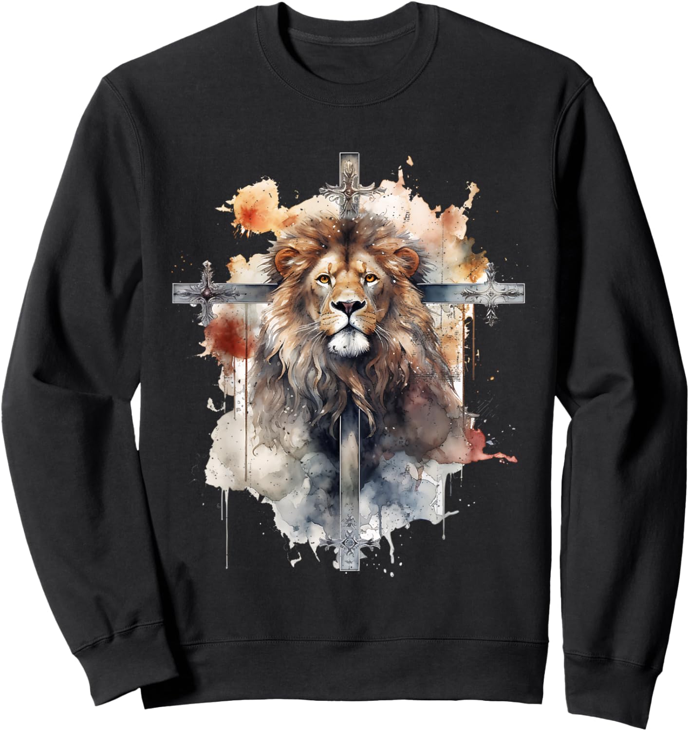 Lion Of Judah Lion Cross Christian Faith Jesus Hebrew Lion Sweatshirt - Sweatshirt | Black