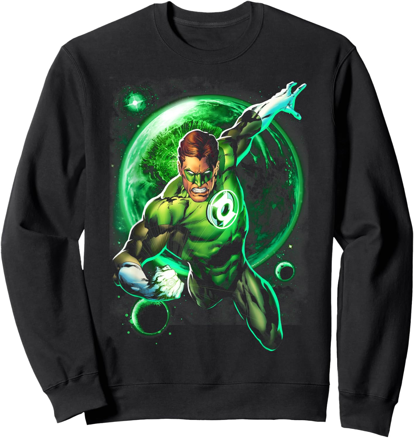 DC Comics Green Lantern Galaxy Glow , -Adult, Black, Short Sleeve, Small Sweatshirt - Sweatshirt | Black